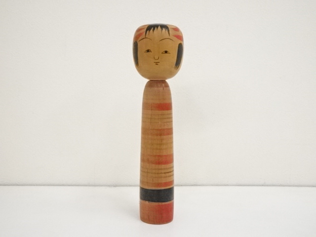 JAPANESE FOLK CRAFT / WOODEN KOKESHI DOLL / 26.6cm / SIGNED ARTISAN WORK